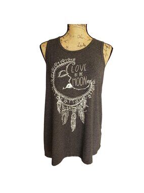 Pink Cattlelac Womens S Tank Rhinestone Love By The Moon Boho Y2k Hip Moto